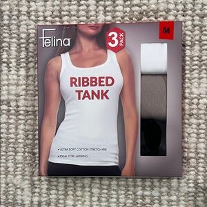 Felina Ribbed Tank 3-Pack - White, Taupe, Black